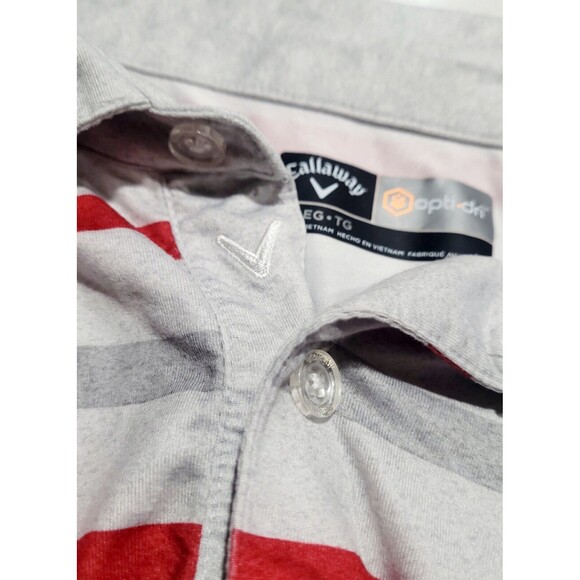 CALLAWAY OPTI-DRI GOLF Polo Shirt XL Gray Red Striped Moisture Wicking NWOT - Picture 9 of 12
